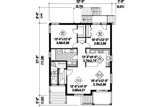 Floor Plan - Main Floor for European House Plan #25-4355 - 6 bed, 3 bath