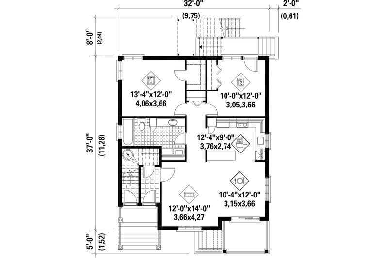 Home Plan - Floor Plan - Main Floor for European House Plan #25-4355 - 6 bed, 3 bath