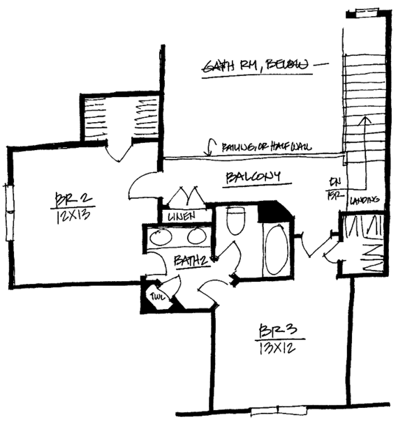 House Plan Design - Traditional Floor Plan - Upper Floor Plan #328-405