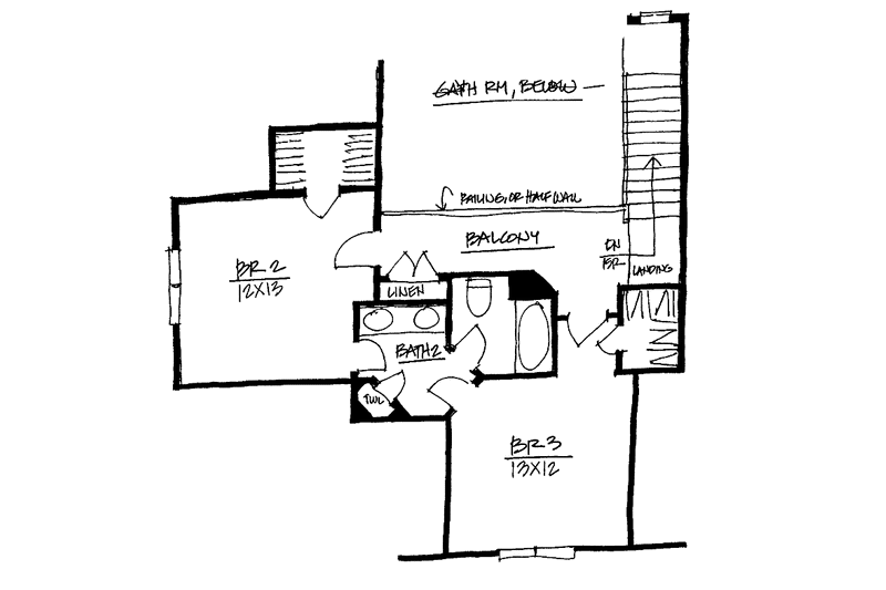Architectural House Design - Floor Plan - Upper Floor for Traditional House Plan #328-405 - 3 bed, 2.5 bath
