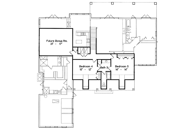 Architectural House Design - Floor Plan - Upper Floor for Classical House Plan #417-652 - 4 bed, 3.5 bath