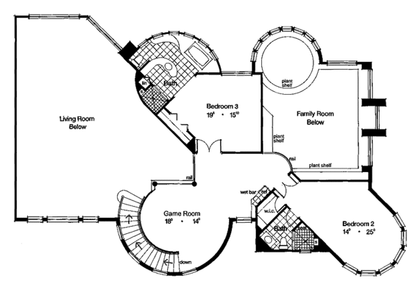 House Plan Design - Mediterranean Floor Plan - Upper Floor Plan #417-562