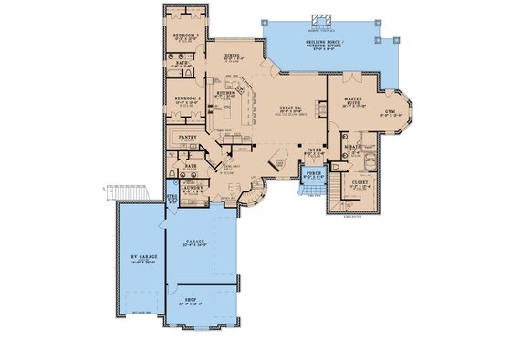 Floor Plan - Main Floor for European House Plan #923-293 - 5 bed, 4 bath