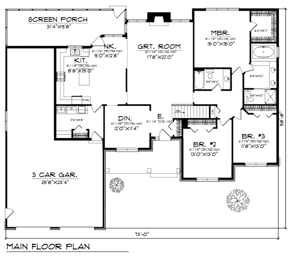 Architectural House Design - Traditional Floor Plan - Main Floor Plan #70-328