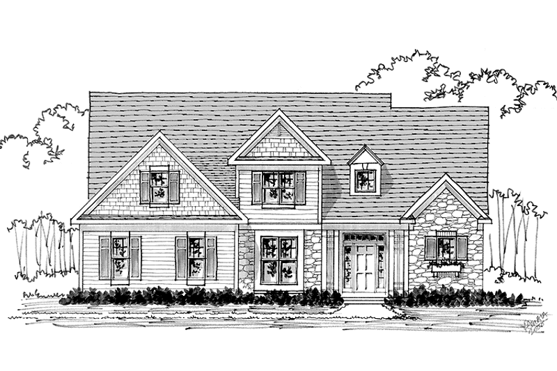 Home Plan - Exterior - Front Elevation 3 for Colonial House Plan #328-404 - 3 bed, 2.5 bath