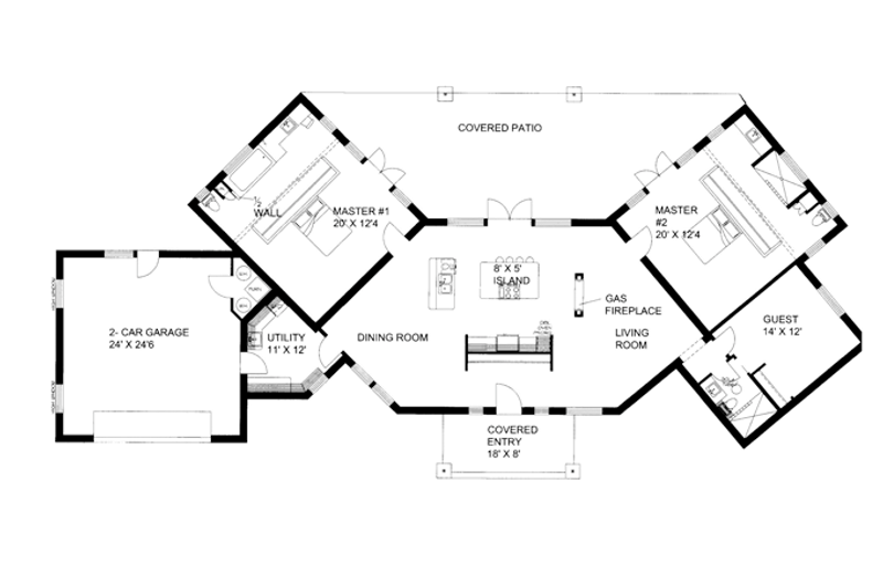 Architectural House Design - Floor Plan - Main Floor for Contemporary House Plan #117-865 - 3 bed, 3 bath
