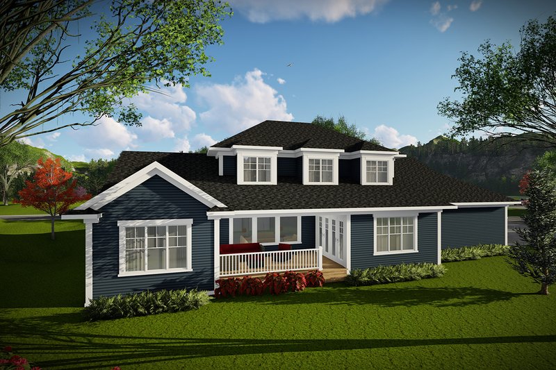 Architectural House Design - Exterior - Rear Elevation 1 for Craftsman House Plan #70-1470 - 4 bed, 3.5 bath