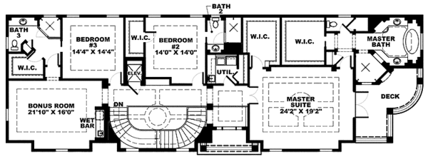 House Blueprint - Classical Floor Plan - Upper Floor Plan #1017-152