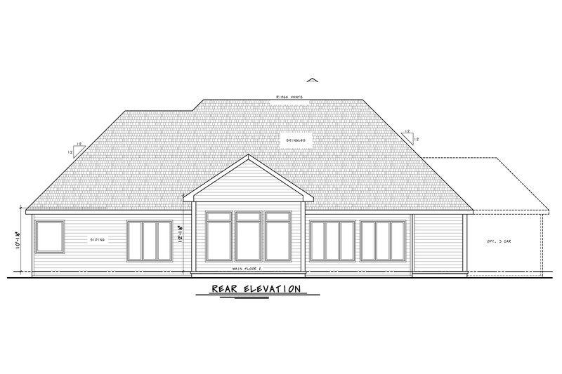 Home Plan - Exterior - Rear Elevation for Craftsman House Plan #20-2494 - 3 bed, 2.5 bath