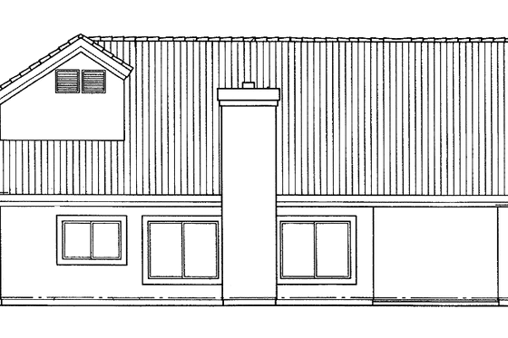 Exterior - Rear Elevation for Mediterranean House Plan #72-913 - 3 bed, 2.5 bath
