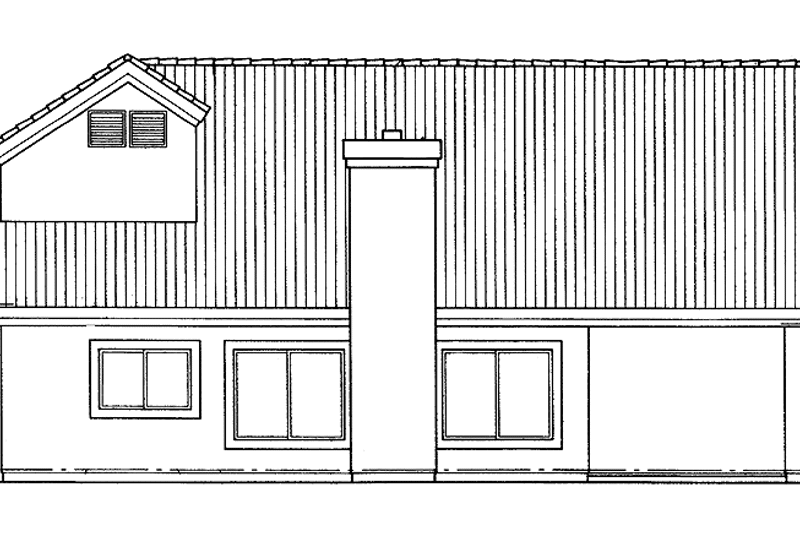 Home Plan - Exterior - Rear Elevation for Mediterranean House Plan #72-913 - 3 bed, 2.5 bath