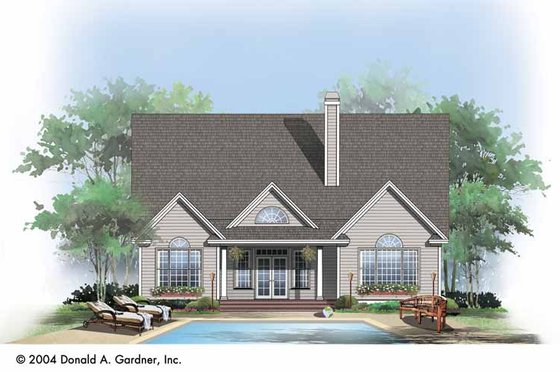 Exterior - Rear Elevation for Ranch House Plan #929-725 - 3 bed, 2 bath