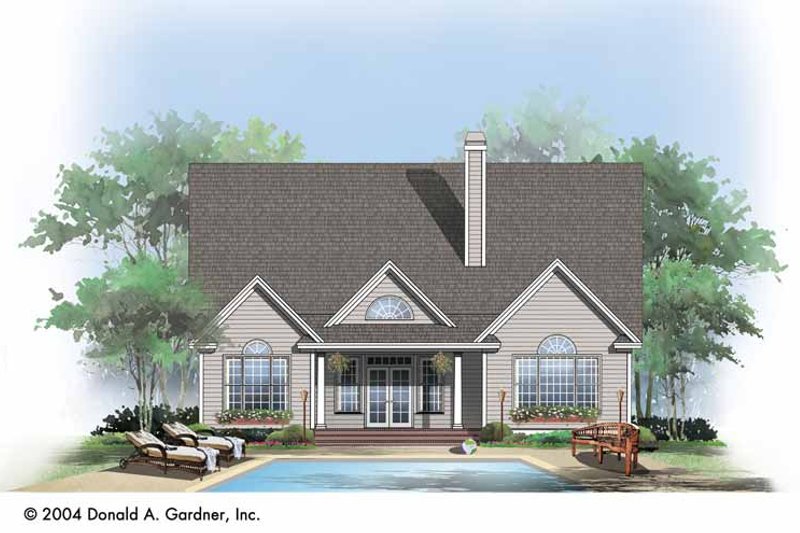 Dream House Plan - Exterior - Rear Elevation for Ranch House Plan #929-725 - 3 bed, 2 bath