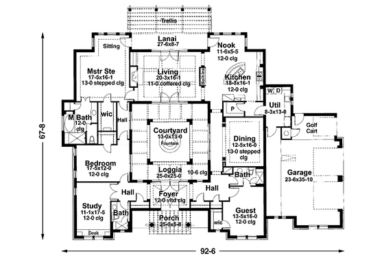 Floor Plan - Main Floor for Mediterranean House Plan #120-204 - 3 bed, 3 bath