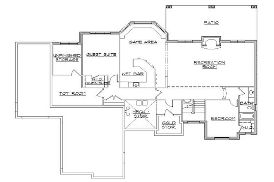 Floor Plan - Lower Floor for European House Plan #5-288 - 4 bed, 3.5 bath