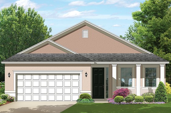 Exterior - Front Elevation 4 for Colonial House Plan #1058-102 - 2 bed, 2 bath