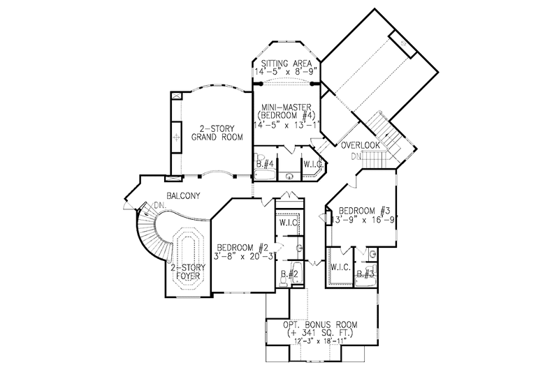 Home Plan - Floor Plan - Upper Floor for European House Plan #54-279 - 4 bed, 4.5 bath