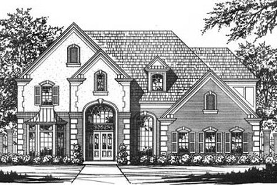 Exterior - Front Elevation for European House Plan #40-437 - 3 bed, 3.5 bath