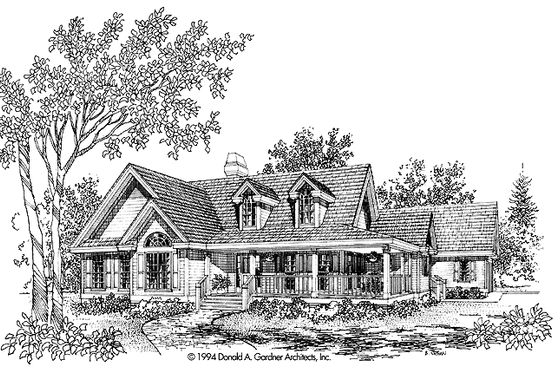 Exterior - Front Elevation 3 for Country House Plan #929-206 - 3 bed, 2 bath