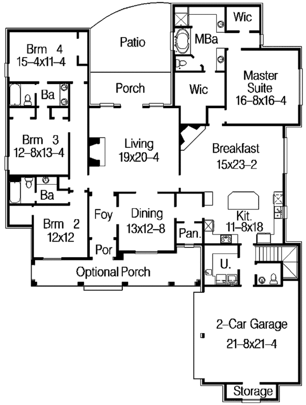 Architectural House Design - Country Floor Plan - Main Floor Plan #15-383