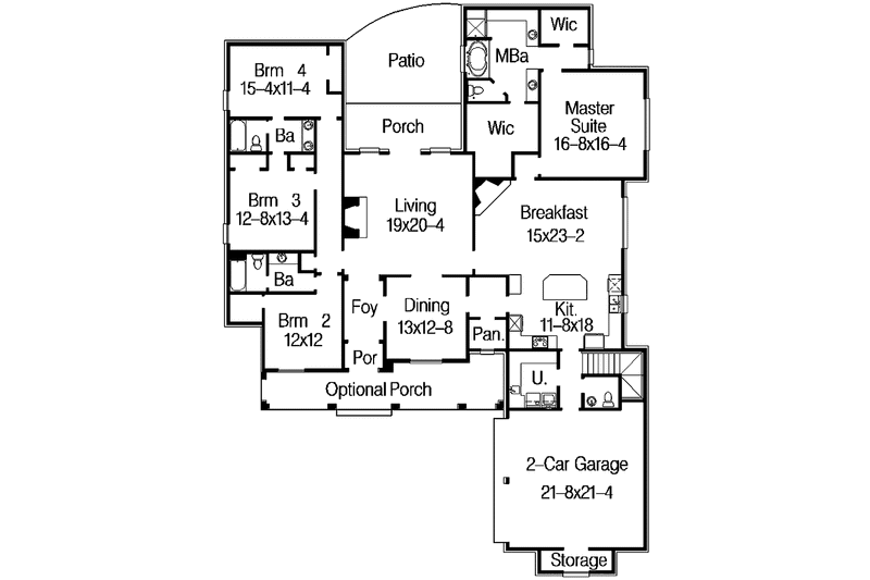 Home Plan - Floor Plan - Main Floor for Country House Plan #15-383 - 4 bed, 3.5 bath