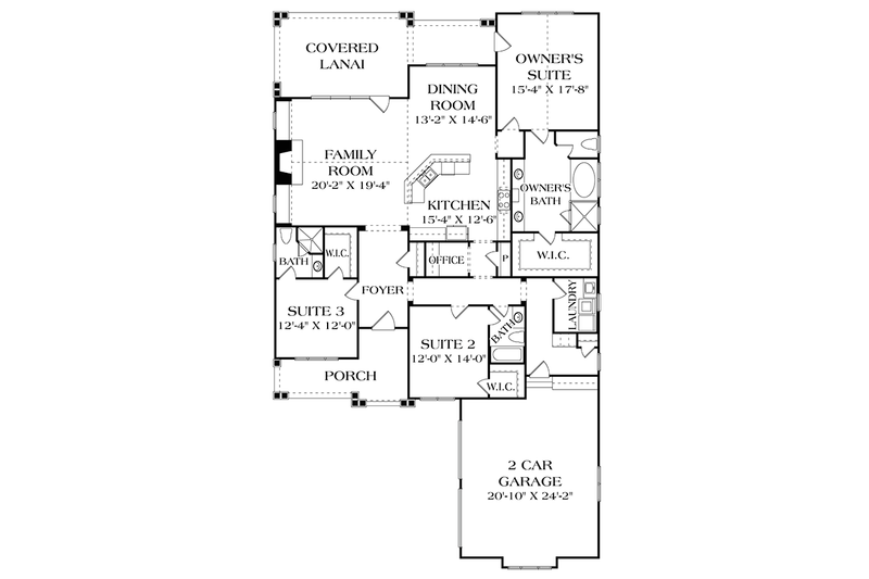 Architectural House Design - Floor Plan - Main Floor for Craftsman House Plan #453-623 - 3 bed, 3 bath