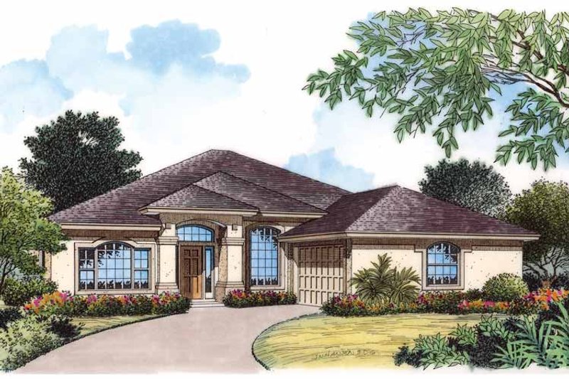 Architectural House Design - Exterior - Front Elevation 3 for Mediterranean House Plan #417-770 - 3 bed, 2 bath