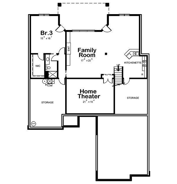 Home Plan - European Floor Plan - Lower Floor Plan #20-2046