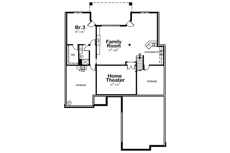 Home Plan - Floor Plan - Lower Floor for European House Plan #20-2046 - 2 bed, 2 bath