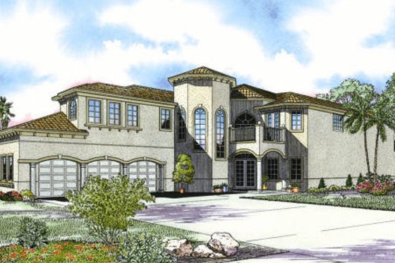 Exterior - Front Elevation for Mediterranean House Plan #420-242 - 6 bed, 7.5 bath