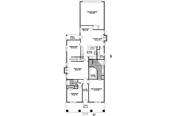 Floor Plan - Main Floor for Tudor House Plan #81-420 - 4 bed, 3 bath