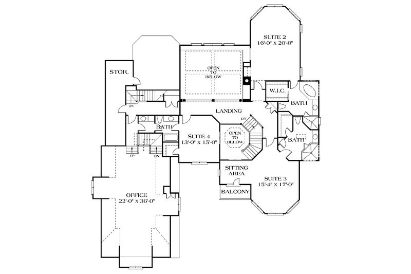 Dream House Plan - Floor Plan - Upper Floor for Traditional House Plan #453-196 - 5 bed, 5.5 bath