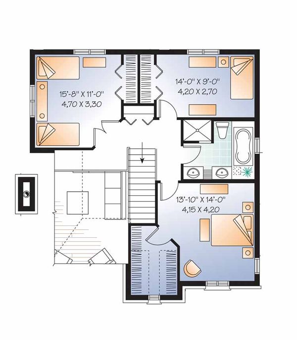 House Blueprint - European Floor Plan - Upper Floor Plan #23-2547