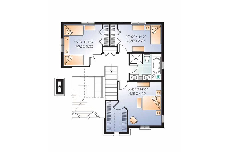 Home Plan - Floor Plan - Upper Floor for European House Plan #23-2547 - 3 bed, 1.5 bath