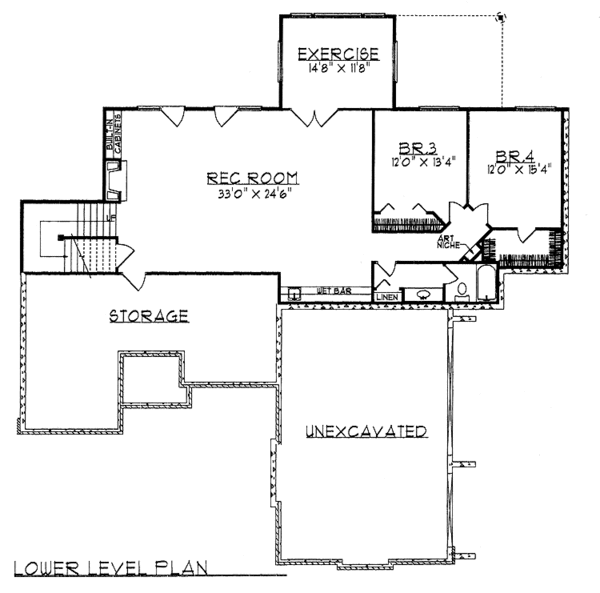 Dream House Plan - Traditional Floor Plan - Lower Floor Plan #70-1322