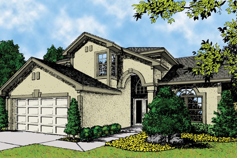 Dream House Plan - Mediterranean Exterior - Front Elevation Plan #417-601