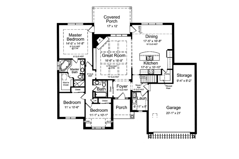 Dream House Plan - Floor Plan - Main Floor for Craftsman House Plan #46-809 - 3 bed, 2 bath