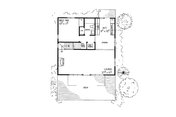Floor Plan - Main Floor for Contemporary House Plan #72-626 - 3 bed, 2 bath
