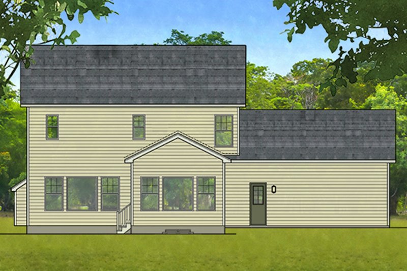 Architectural House Design - Exterior - Rear Elevation for Traditional House Plan #1010-201 - 3 bed, 2.5 bath