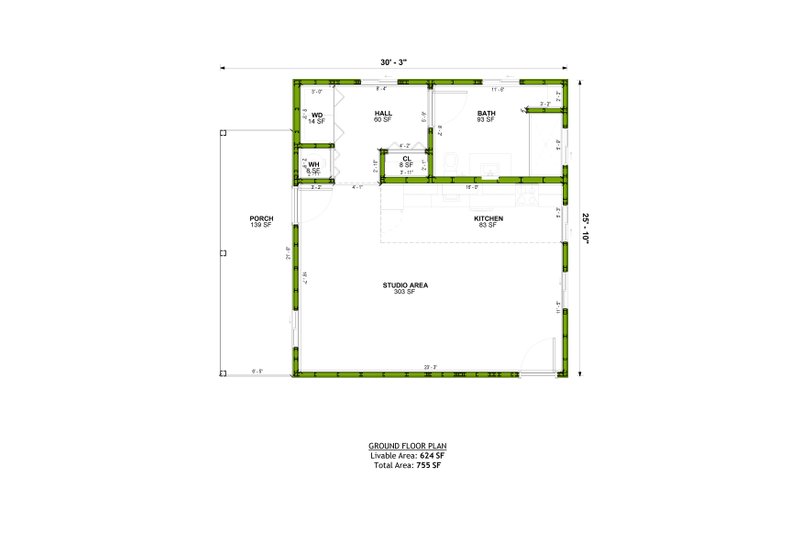 Dream House Plan - Floor Plan - Main Floor for Modern House Plan #1106-166, 1 bath