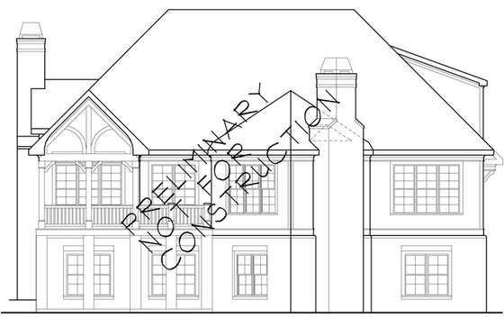 Exterior - Rear Elevation for European House Plan #927-358 - 4 bed, 4 bath