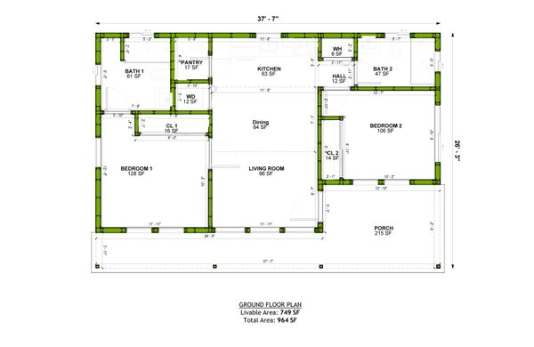 Adobe / Southwestern Floor Plan - Main Floor Plan #1106-138