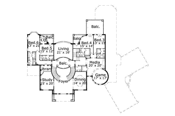 Floor Plan - Upper Floor for Traditional House Plan #411-134 - 6 bed, 7.5 bath