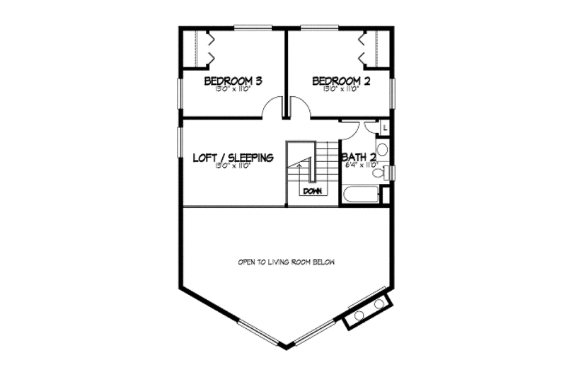 Home Plan - Floor Plan - Upper Floor for European House Plan #320-1019 - 3 bed, 2 bath