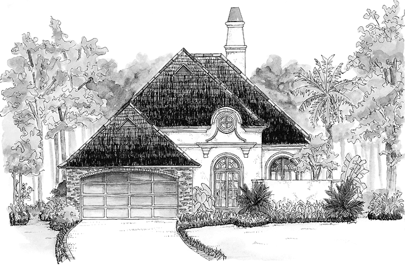 Architectural House Design - European Exterior - Front Elevation Plan #301-144