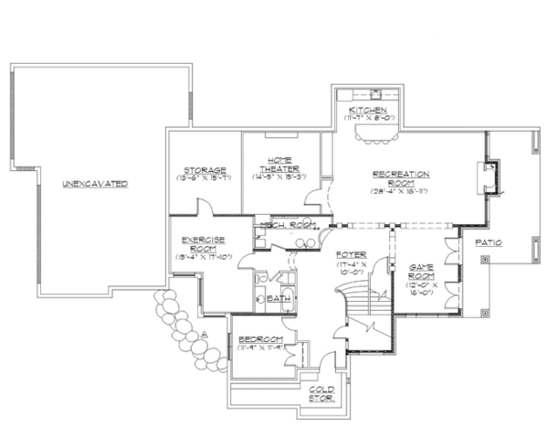 Architectural House Design - Traditional Floor Plan - Lower Floor Plan #945-136