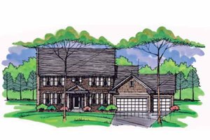 House Blueprint - Exterior - Front Elevation for Colonial House Plan #51-1008 - 4 bed, 2.5 bath
