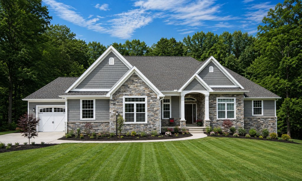Exterior - Front Elevation 2 for European House Plan #20-2128 - 3 bed, 2.5 bath