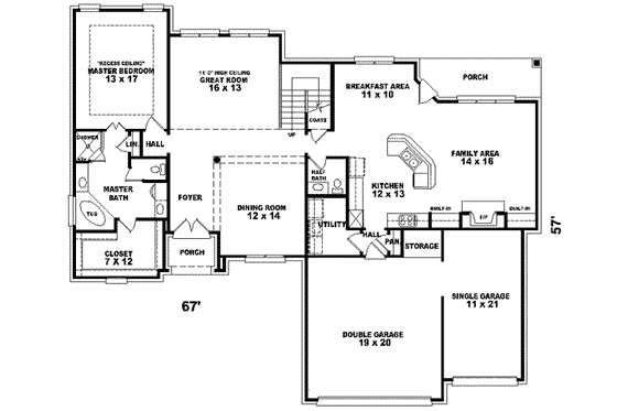 Floor Plan - Main Floor for European House Plan #81-548 - 4 bed, 3.5 bath