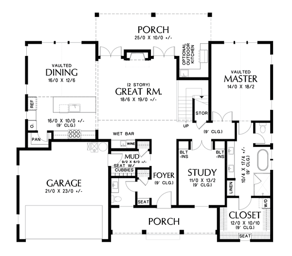 House Blueprint - Contemporary Floor Plan - Main Floor Plan #48-1003